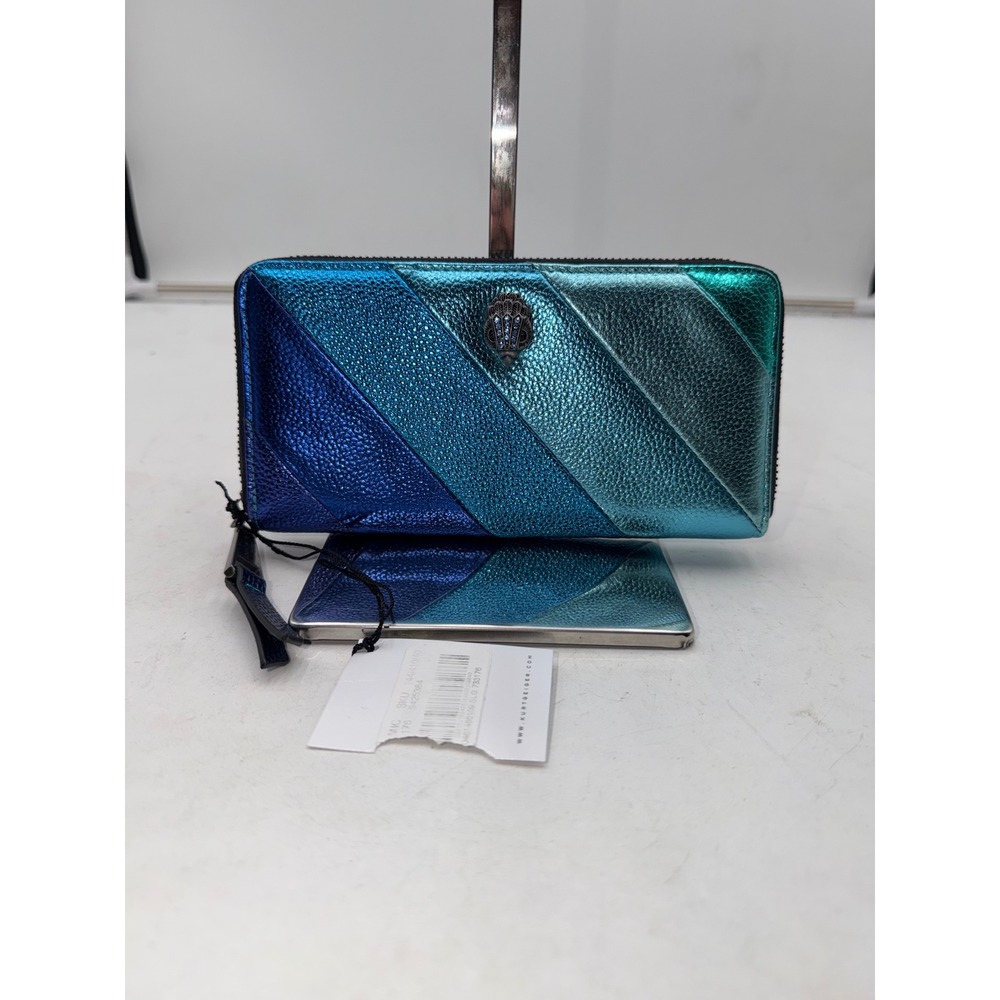 Kurt Geiger London Metallic Blue Ombre Eagle Head Zip Around Wallet